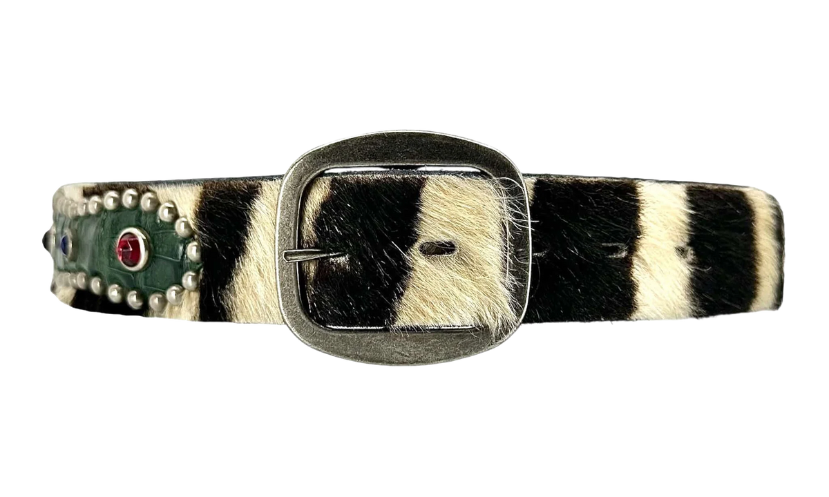 Reptile Studded Fur Belt "Black" GDRSFBB