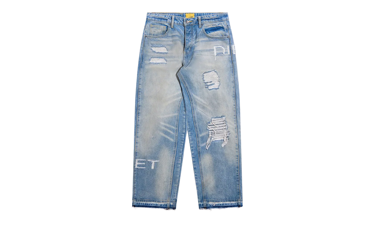 Distressed Stencil Denim "Washed Indigo" DSM S26 068