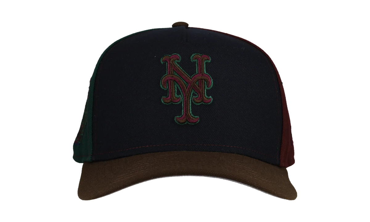 9FIFTY New York Mets Subway Series Pinwheel A Frame Snapback Hat "Black / Dark Green / Brown" NE217