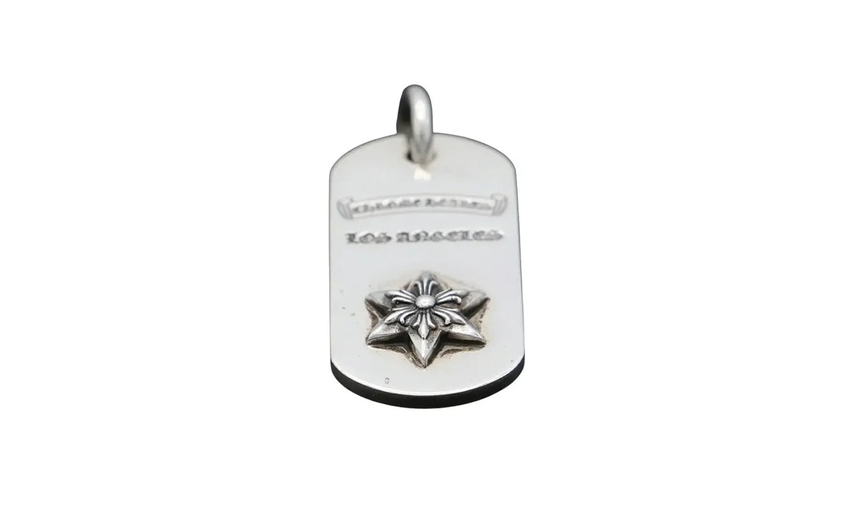Raised star dog tag & Ball Chain "Los Angeles limited edition - Silver" CHRM0665
