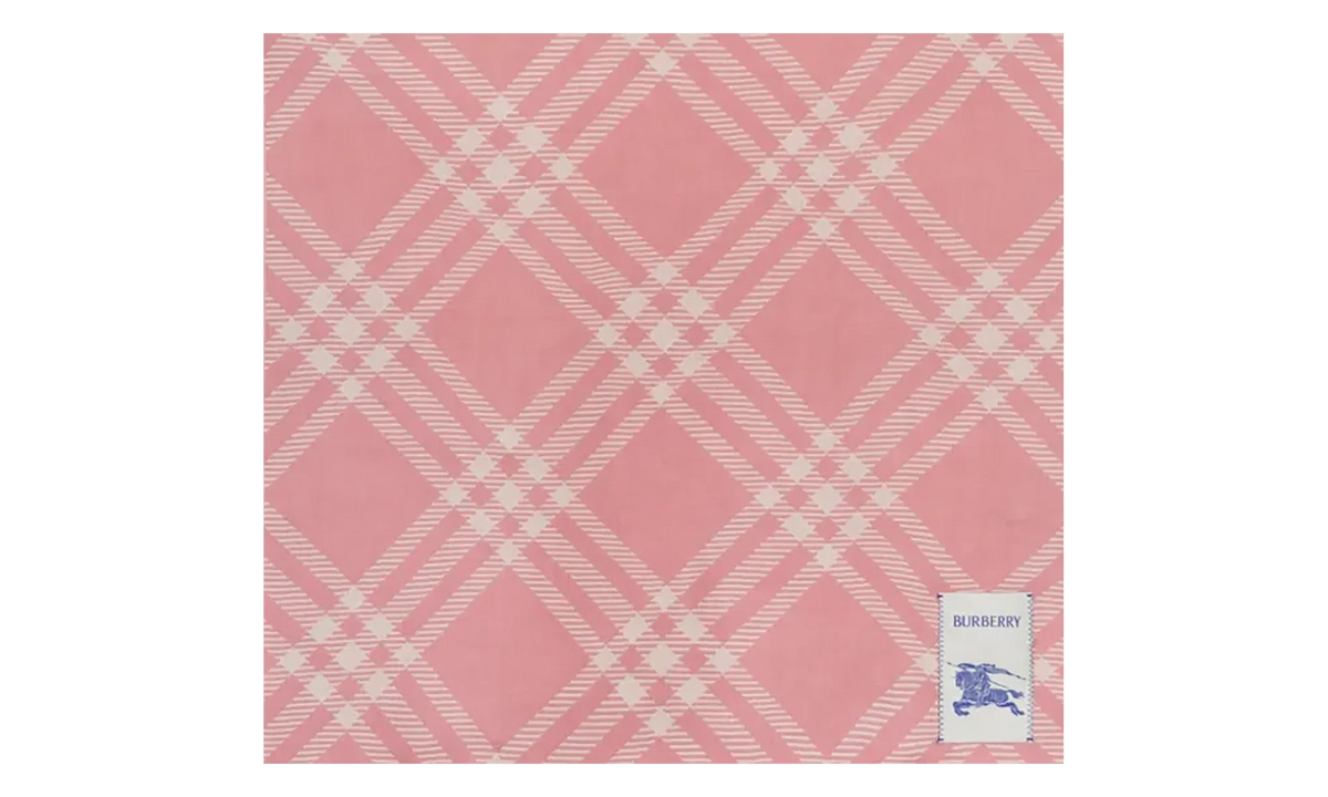 MU Wide Check Wool Silk Scarf "Sugar Pink" 8123251