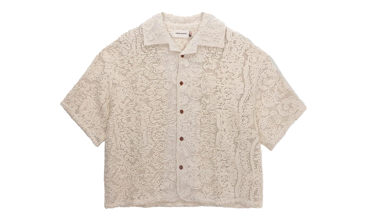 Mind Maze Crochet Camp Short-Sleeve Button Up "Natural" HTG260145 NAT