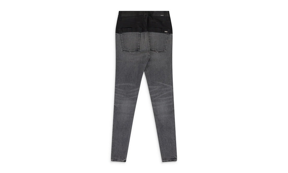 Contrast Leather Skinny Jeans Wmns "Grey" PS22WDS071_BLUE
