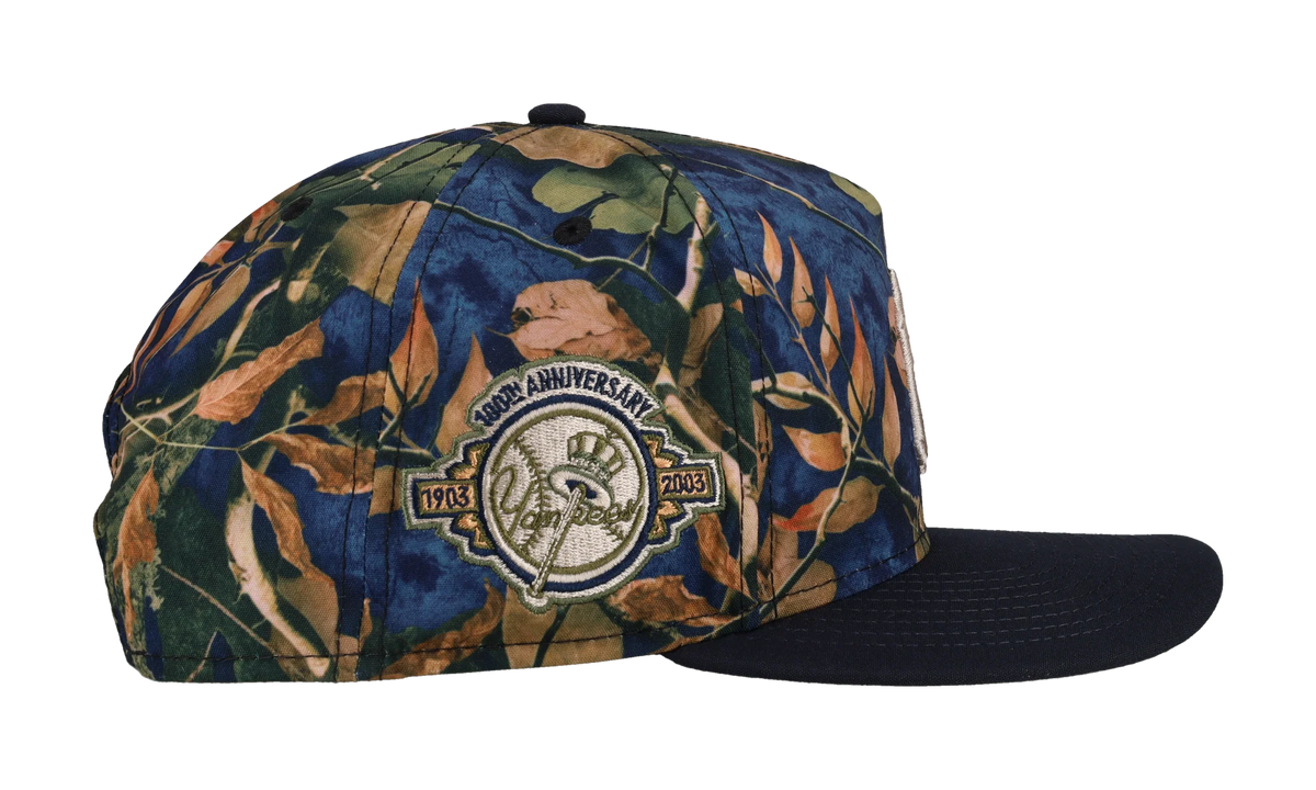 9FIFTY New York Yankees 100th Anniversary A Frame Snapback Hat "Leaves / Blue" NE289