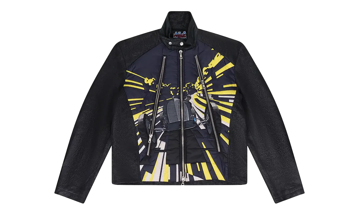 Leather Racing Jacket "Black / Yellow" LRJ001