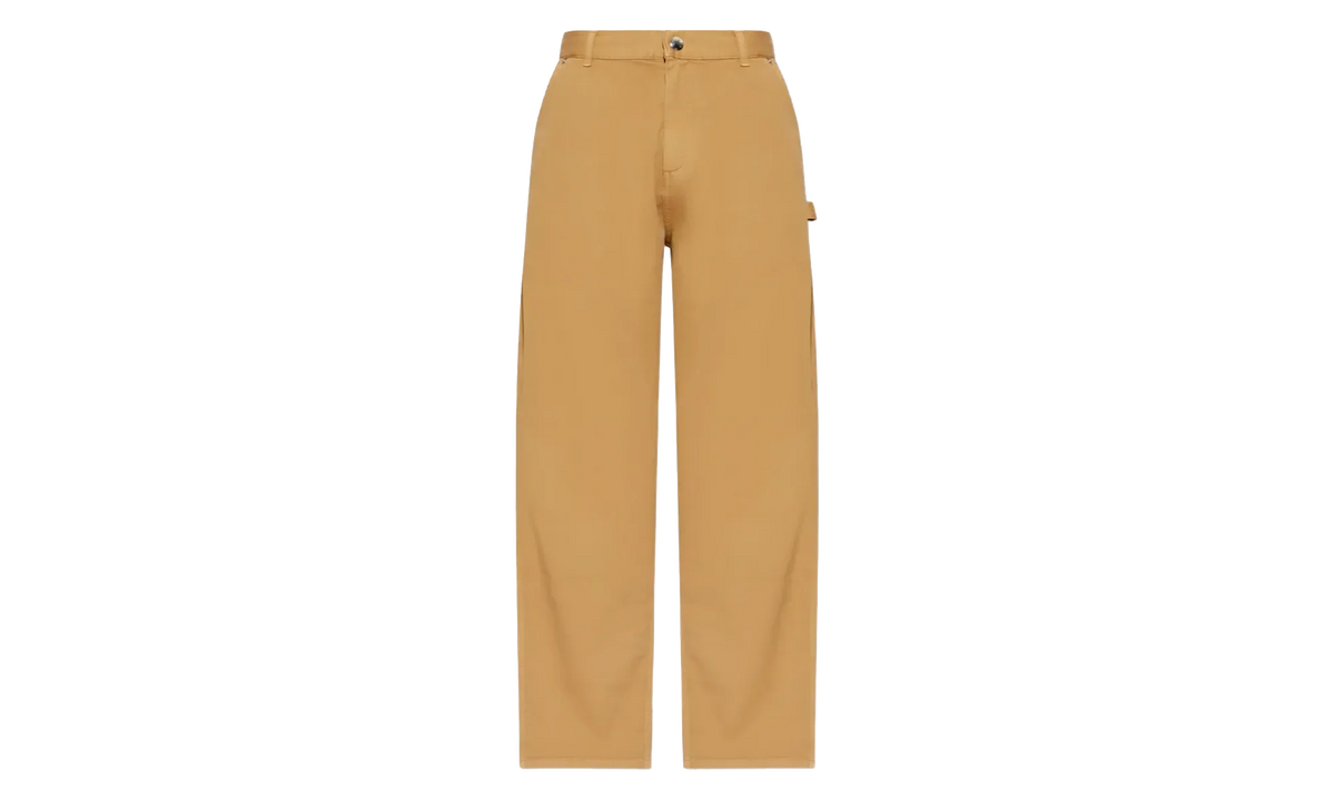 Button Up Zipper Straight Leg Trousers "Camel" MON52