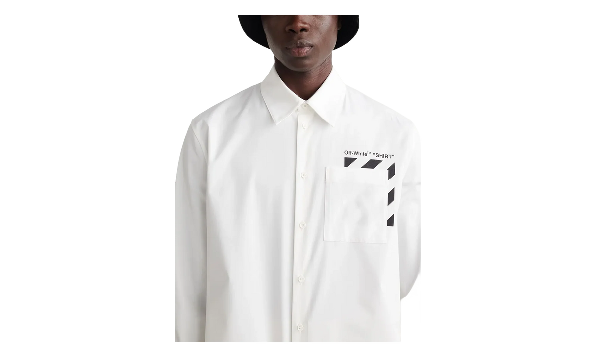 Diagonal Pocket Button Up Shirt "White" OMGA220C99FAB0010110
