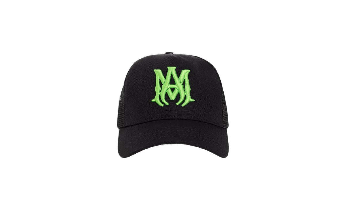 MA Logo Trucker Hat "Black Neon Green" MDS357 002