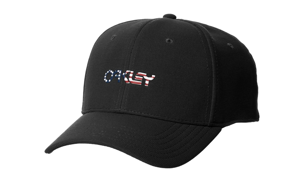 6-Panel Stretch Metallic Baseball Hat "Black / American Flag" 912209 01V