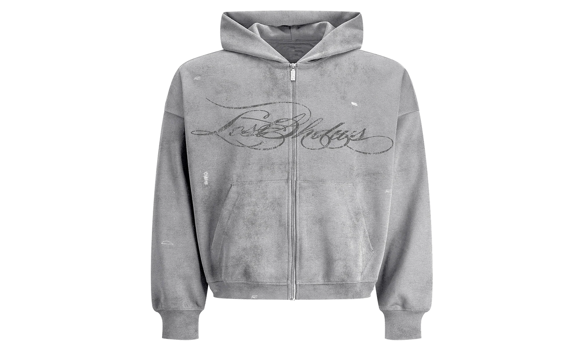 Distressed Script Hoodie "Grey" LST 21 22712 GREY