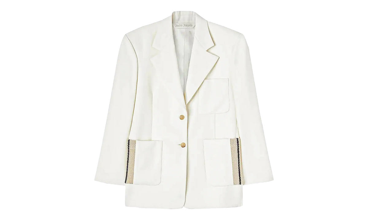 Single Breasted Tailored Blazer "White" PWEN028S23FAB0020403