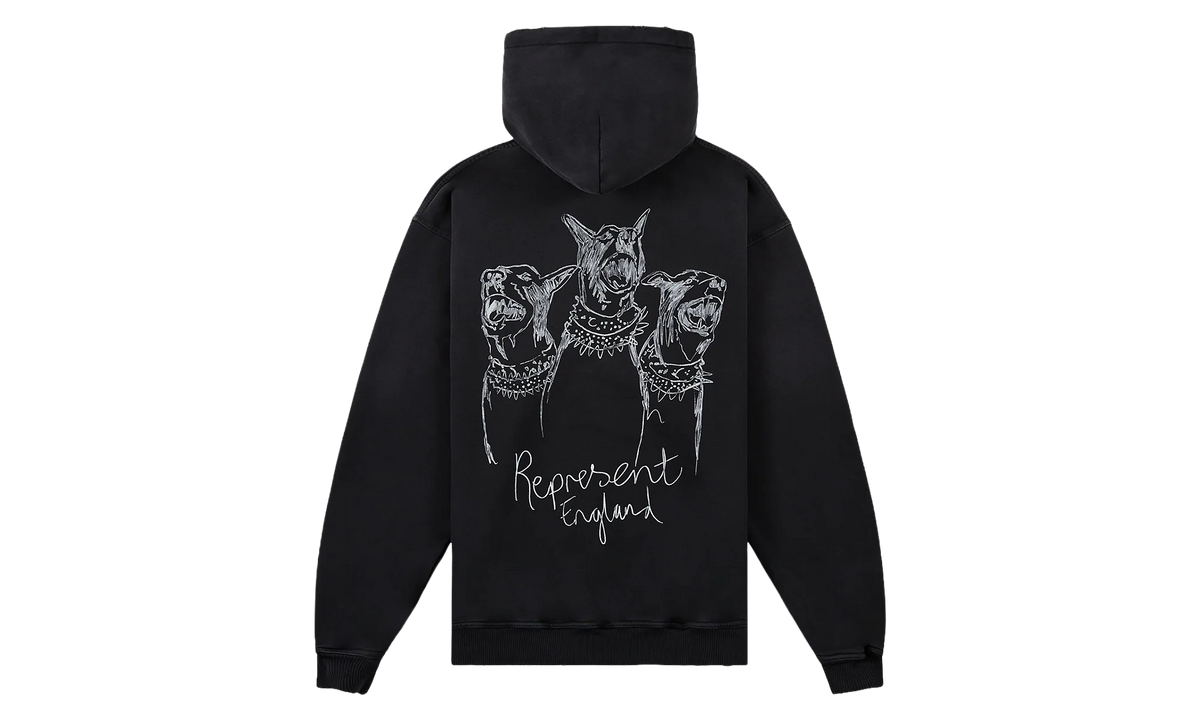 Hand Drawn Thoroughbred Dogs Hoodie "Aged Black" MLM100556 03