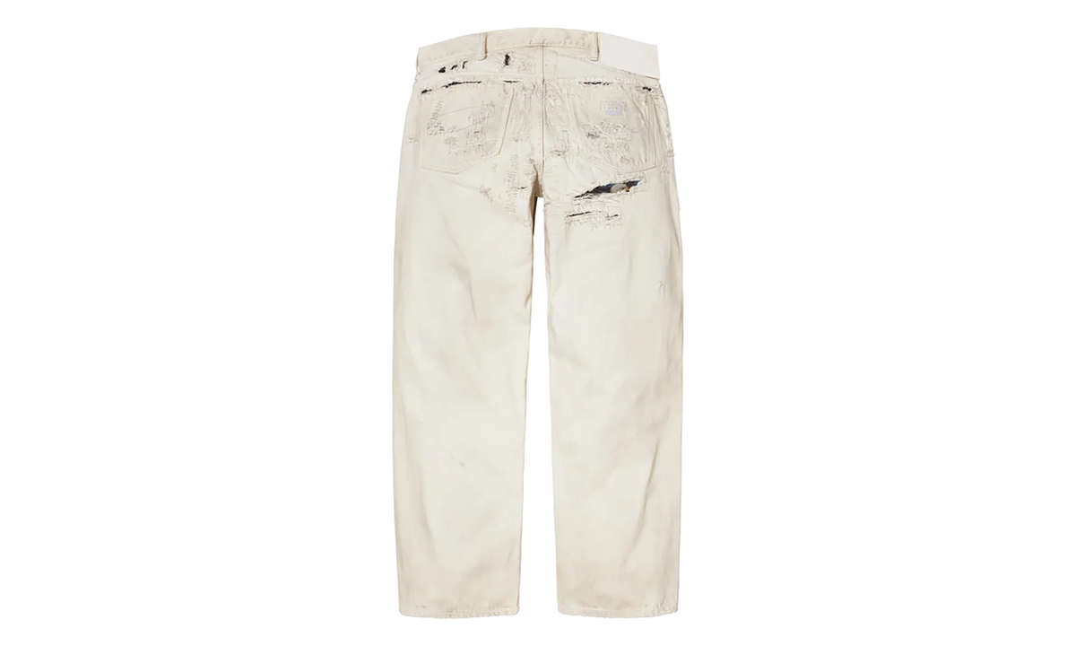 MM6 Maison Margiela Distressed Loose Fit Selvedge Jean "SS26 - Beige" SU27183