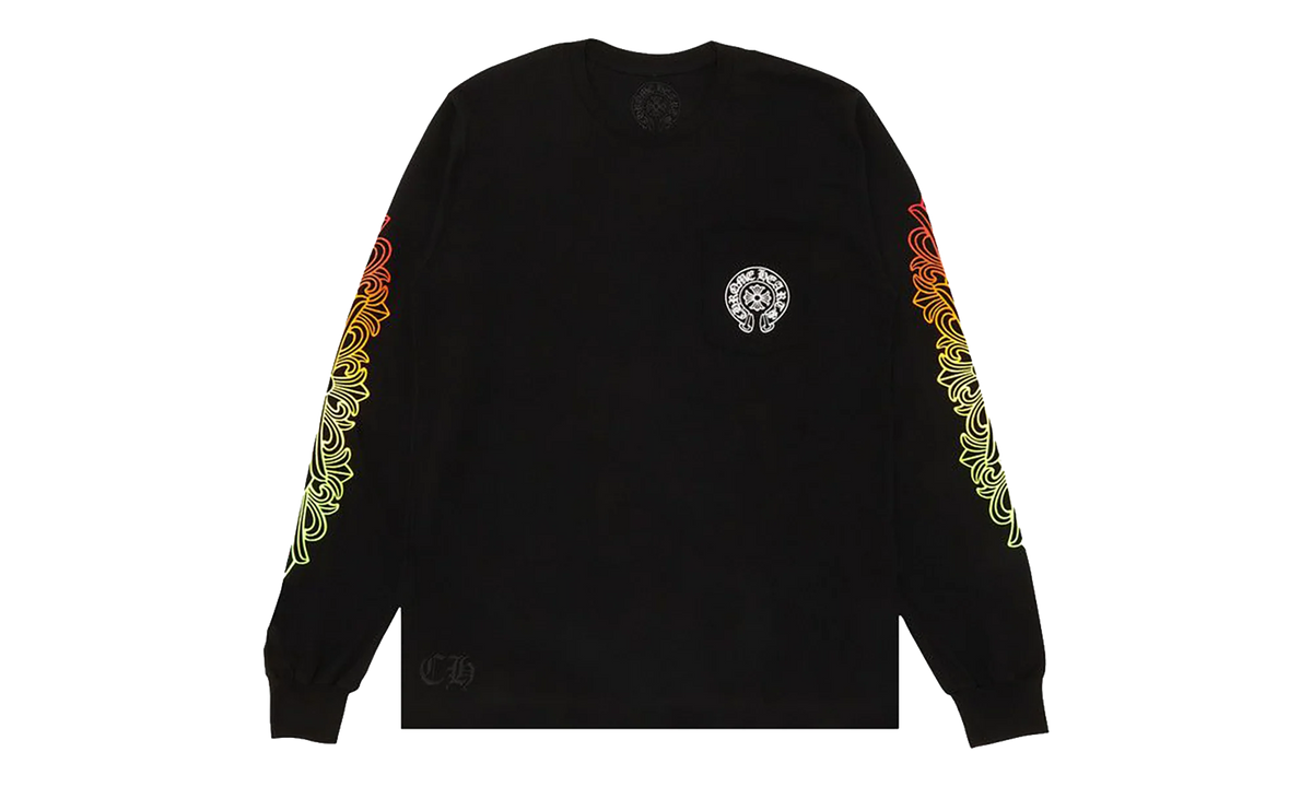 Floral Sleeve Gradient Long-sleeve T-shirt "Black" CHRM0821