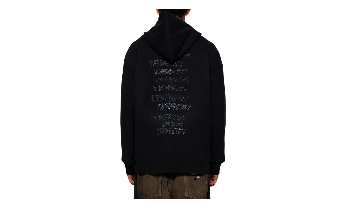 Distressed Graffiti Print Zip-Up Hoodie "Black" J14PK721 BLAC