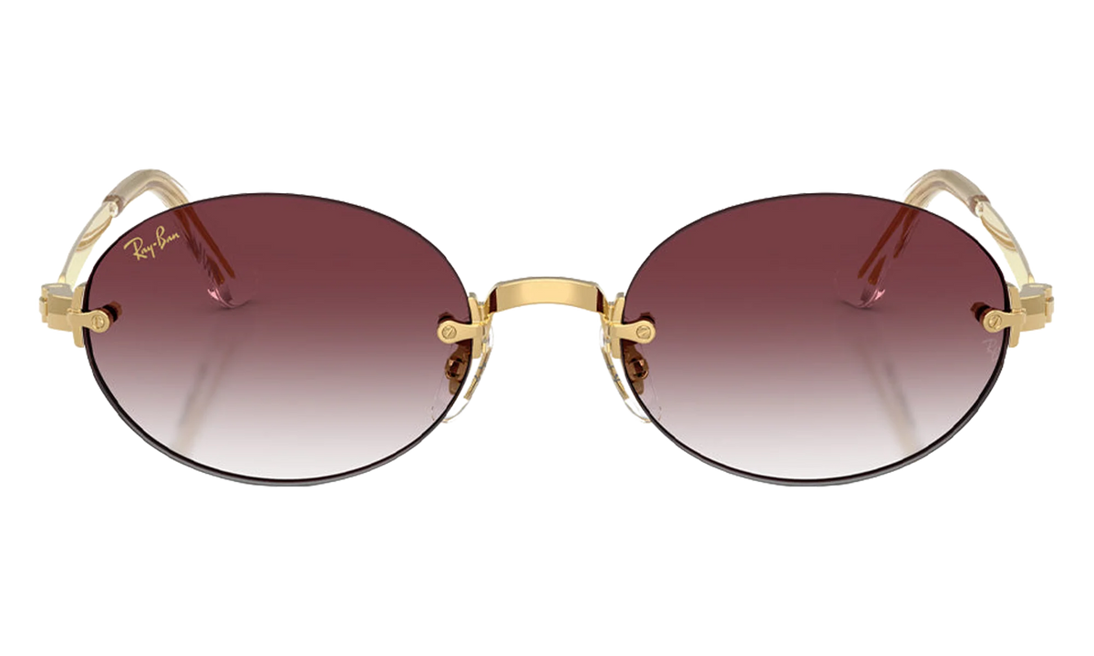 Ray-Ban Rimless "A$AP Rocky - Polished Arista Gold with Clear Gradient Dark Violet Lens" RB3929 001 8H