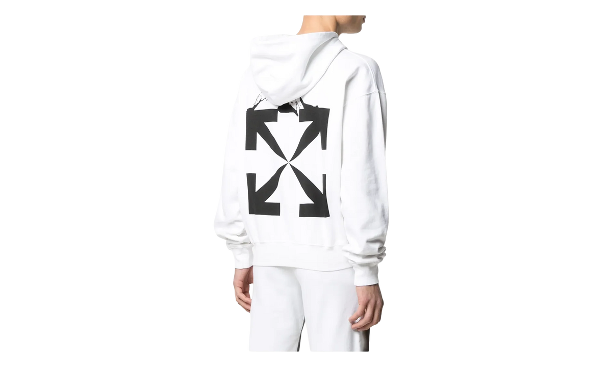 Oversized Fit World Catepillar Print Hoodie "White / Black" OMBB037R21FLE0090110