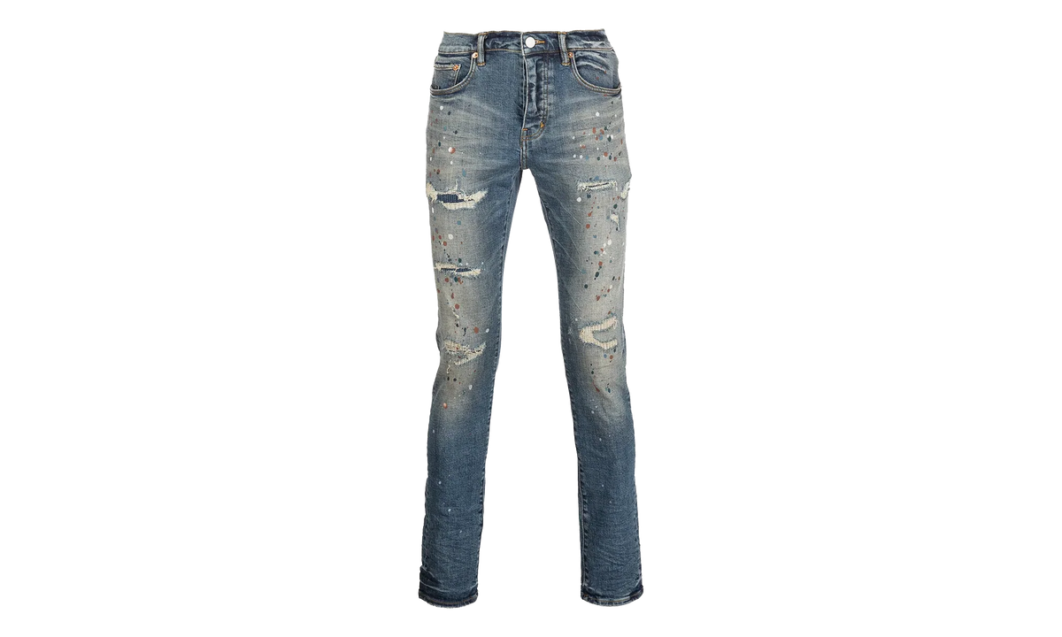 P001 Slim-Fit Jeans "Indigo Paint Repair" P001 IPR