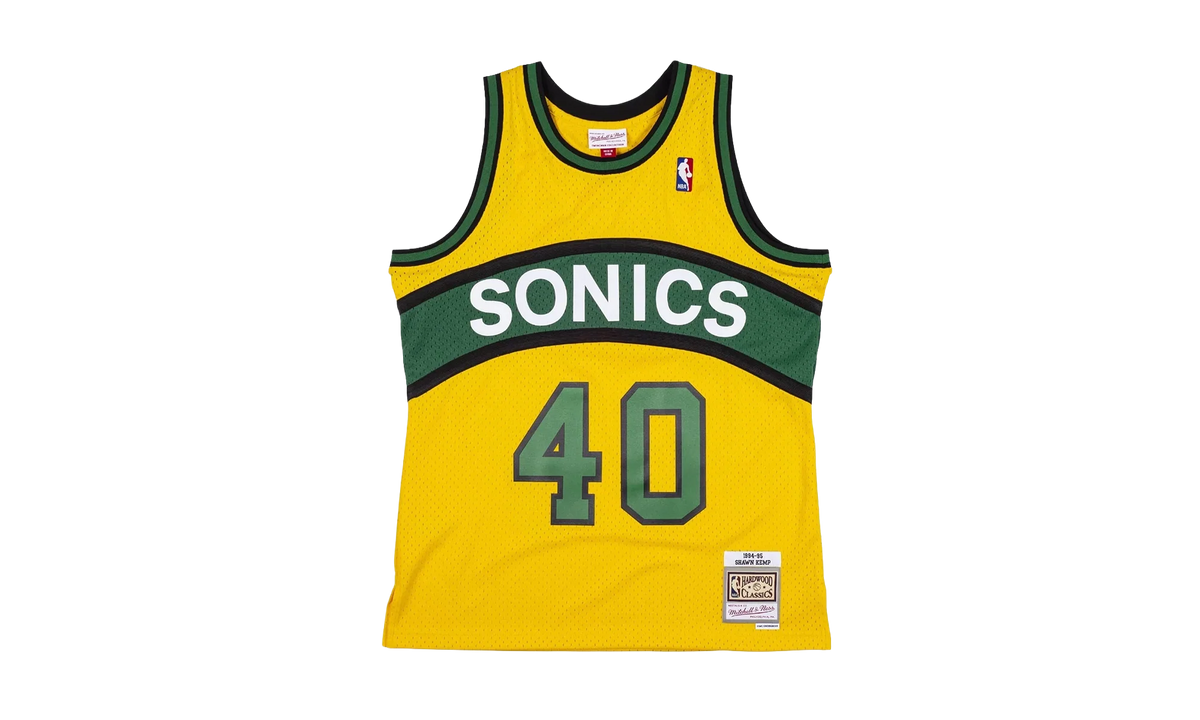 NBA Shawn Kemp Reload Swingman Jersey "1994 Seattle Supersonics - Yellow" SMJYCP19285 SSUYELL94SKE