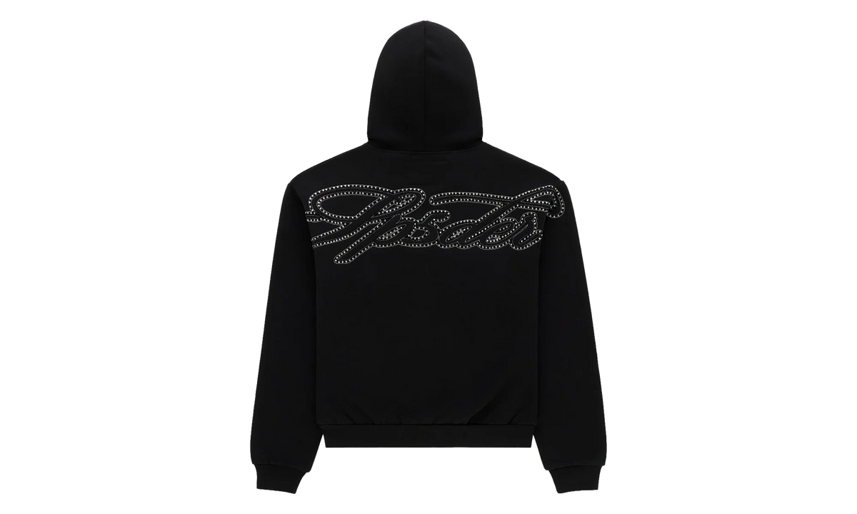 Rhinestone Script Zip Hoodie "Black" SP5der351