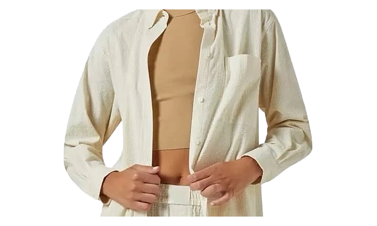 Ora Ii Seersucker Shirt "Beige" KITH42