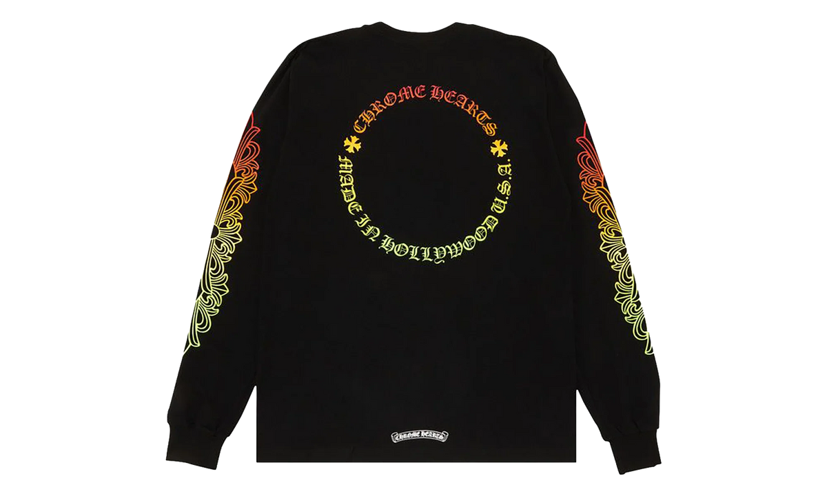 Floral Sleeve Gradient Long-sleeve T-shirt "Black" CHRM0821