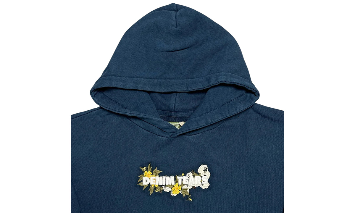 Embroidered Floral Logo Hoodie "Navy" DT282