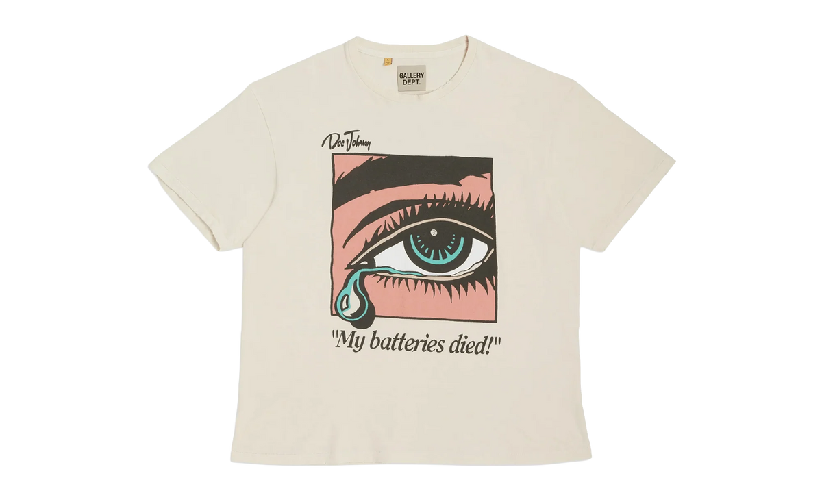 Doc Johnson Batteries Dead Short Sleeve Tee Shirt "Antique White" GDBDSSTSAW