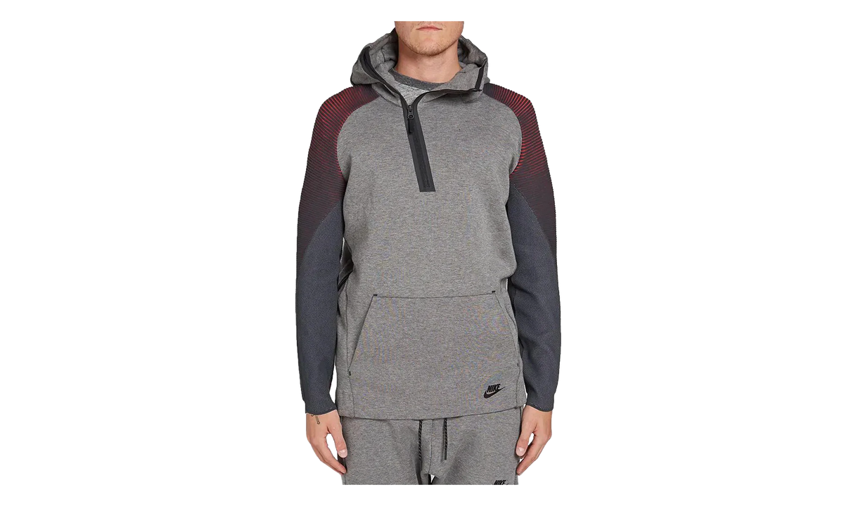 Tech Fleece Long Funnel Zip Hoodie "Carbon Heather / Black" 805655 063