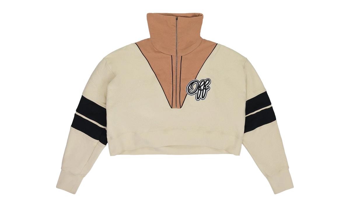 Intarsia Crop Half Zip Sweater "Cream" OFW WTPS 0001