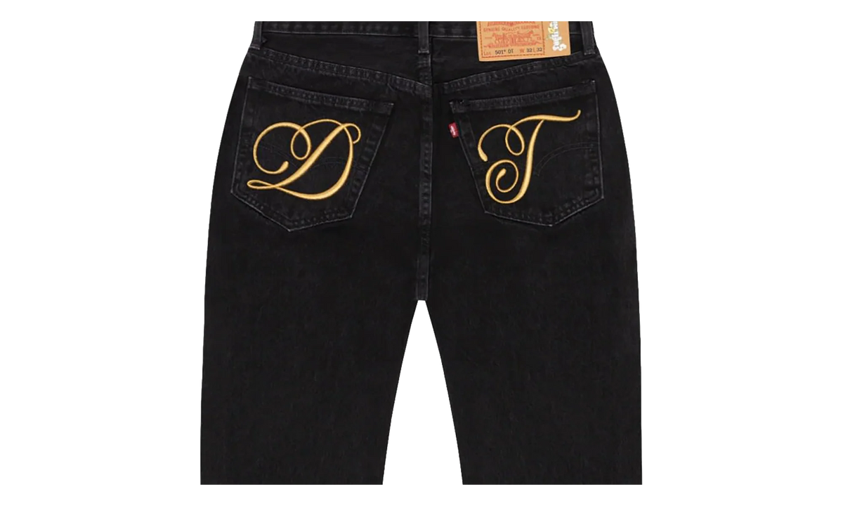 DT Metallic Gold Script 501 Jeans "Black" DT391