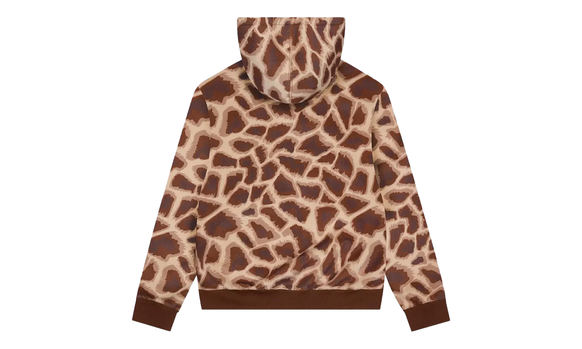Faux Fur Giraffe Print Hoodie "Brown" DT547