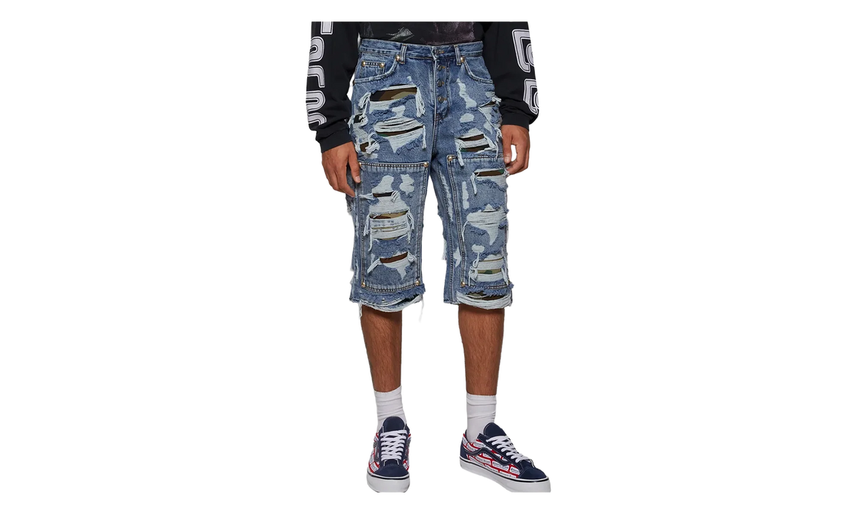 Hell Camo Denim Shorts "Blue" TC25PT2201