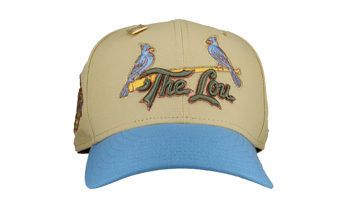 59FIFTY St Louis Cardinals 125th Anniversary Fitted Hat "Vegas Gold / Blue Metallic" NE381