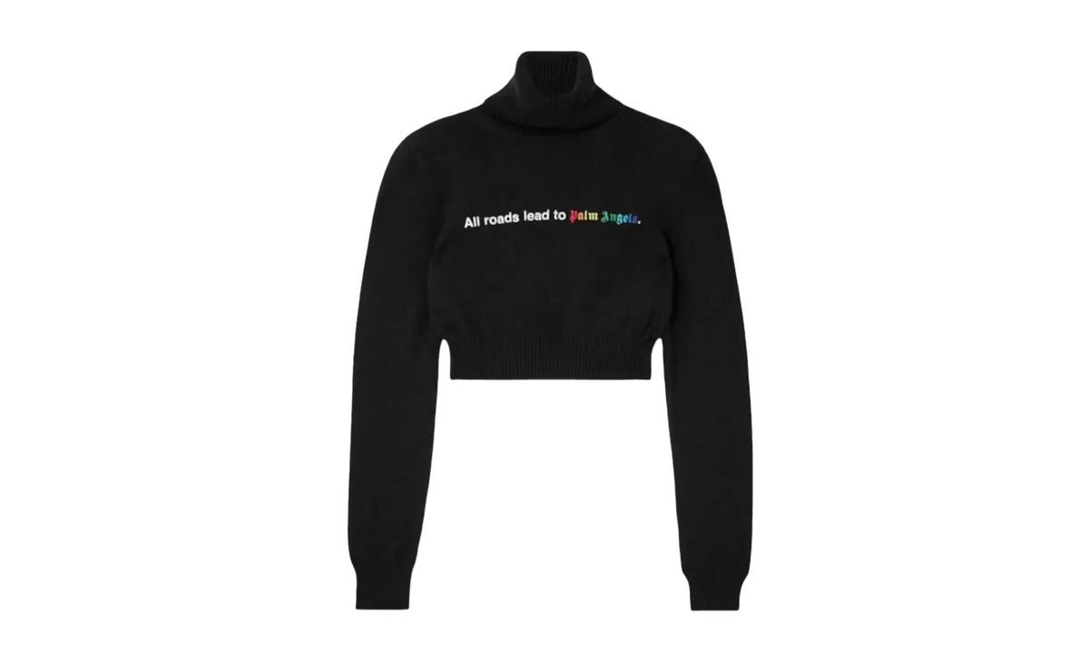 All Roads Cropped Turtleneck Sweater "Black" PWHF024F23KNI002