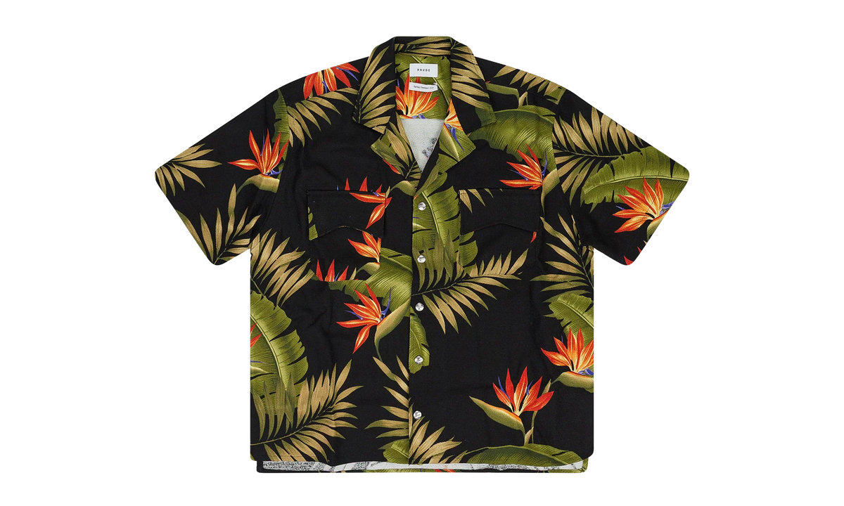 Snap Hawaiian Button-down Shirt "Black" RHD-MTPS-0095