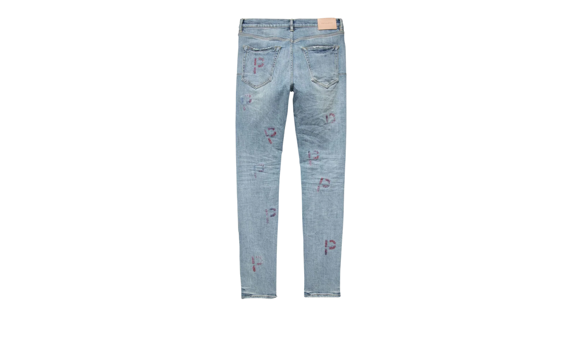LIGHT INDIGO EMBROIDERY PUNCH P PLAID "Blue" P001 LEPP223