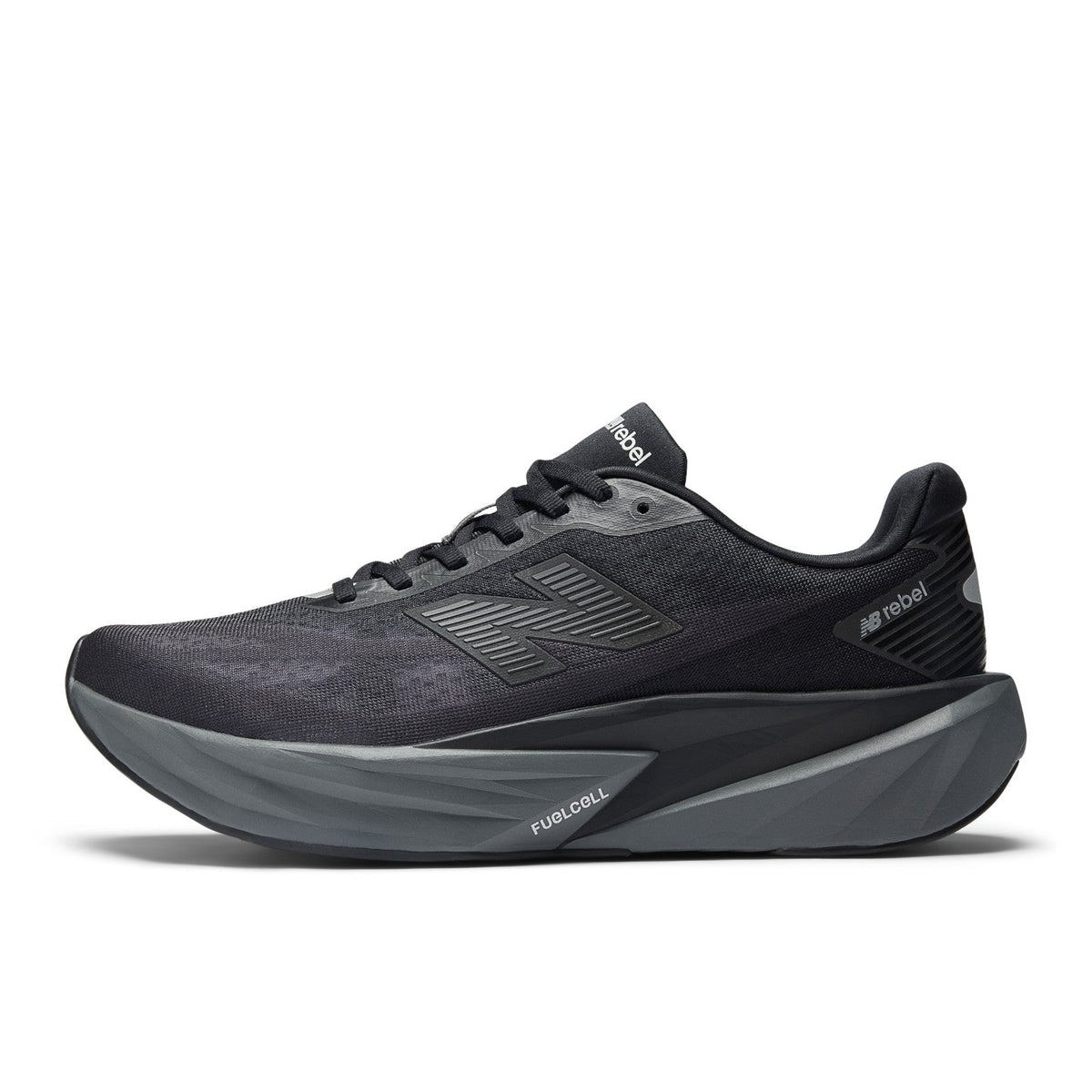 Men's FuelCell Rebel v5 in Black with Castlerock and Silver Metallic