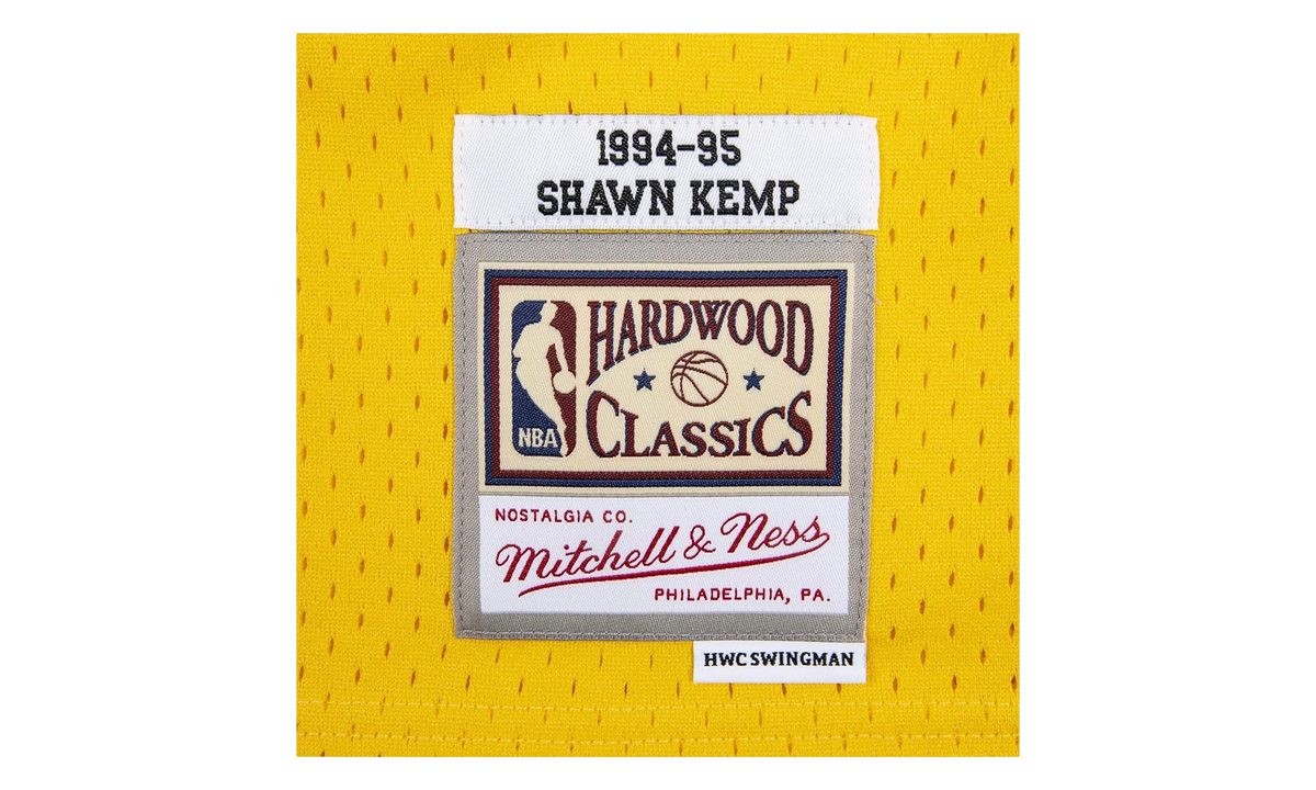 NBA Shawn Kemp Reload Swingman Jersey "1994 Seattle Supersonics - Yellow" SMJYCP19285 SSUYELL94SKE