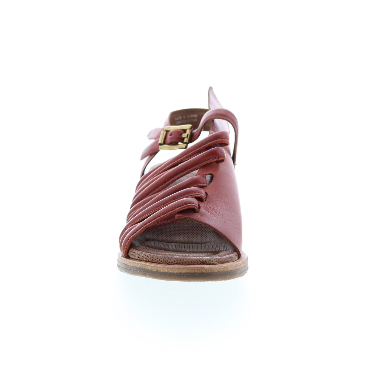 Simmy A70002-201 Womens Brown Leather Hook & Loop Strap Heels Shoes