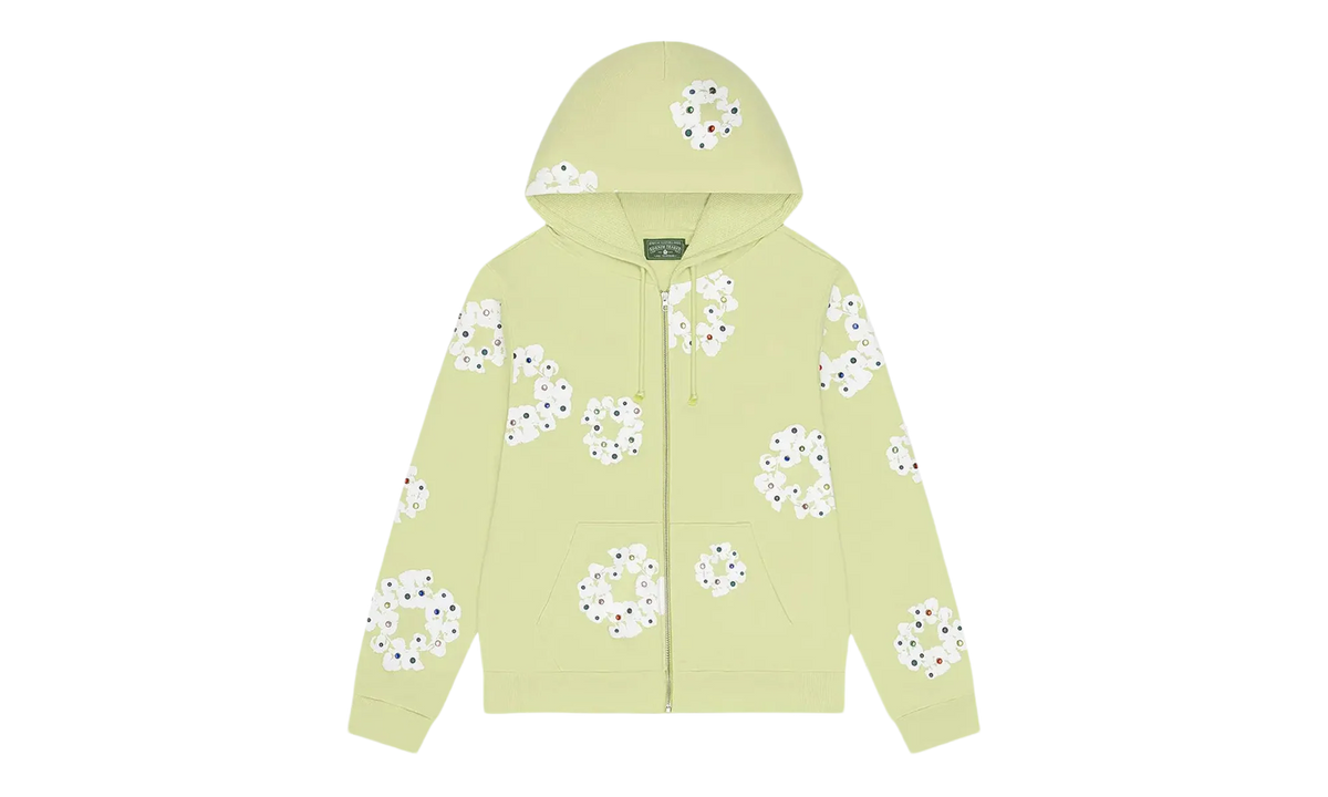 Rhinestone Cotton Wreath Zip Hoodie "Mint" DT517