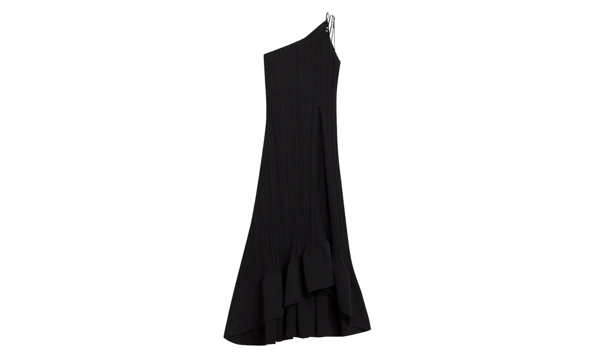 ONE-SHOULDER PLEATED LONG DRESS "Black" RW DR0011 5904 P24_10
