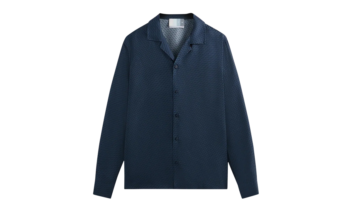 Monogram Silk Long-Sleeve Thompson Camp Shirt "Nocturnal" KHM031515 413