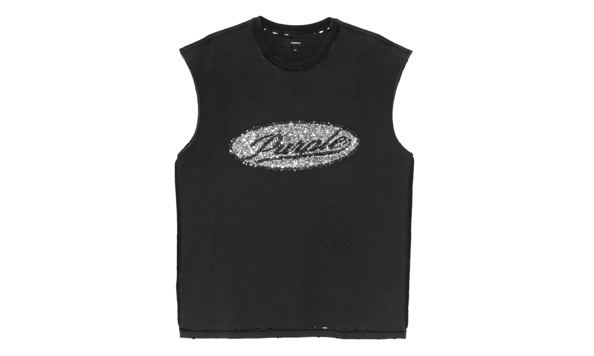Sequin Script Sleeveless Tee "Black" P103 TBDS226