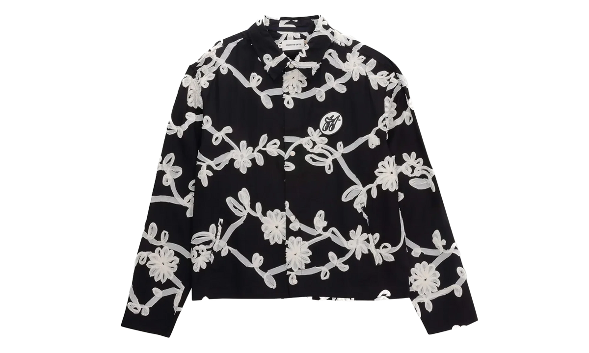 Floral Ribbon Button Up Shirt "Black" HTG260147 BLK