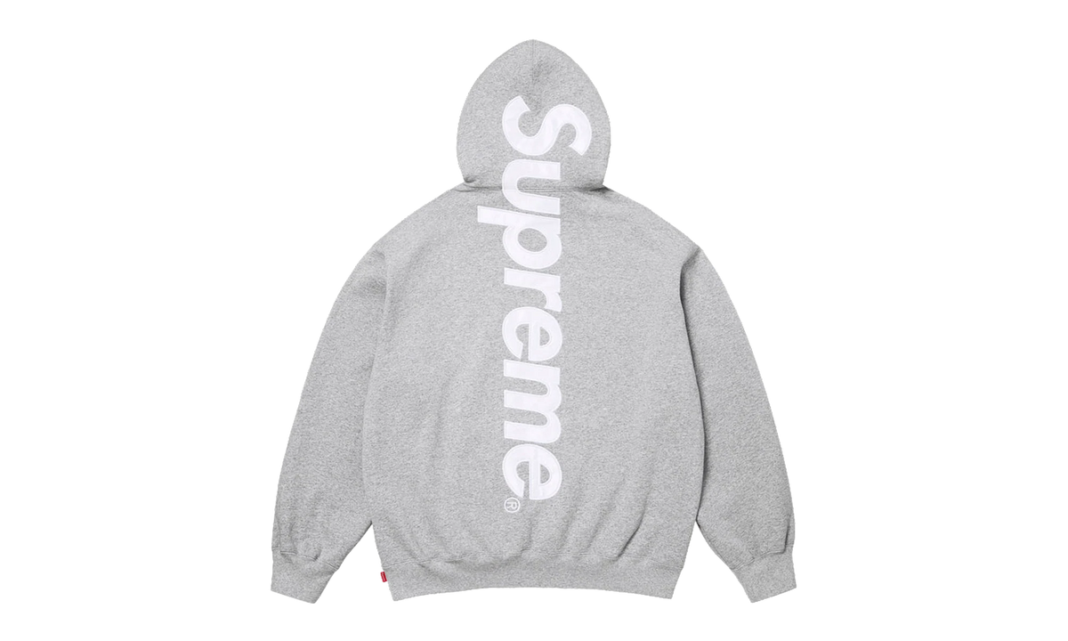 Satin Appliqué Hooded Sweatshirt "SS26 - Grey" SU27498