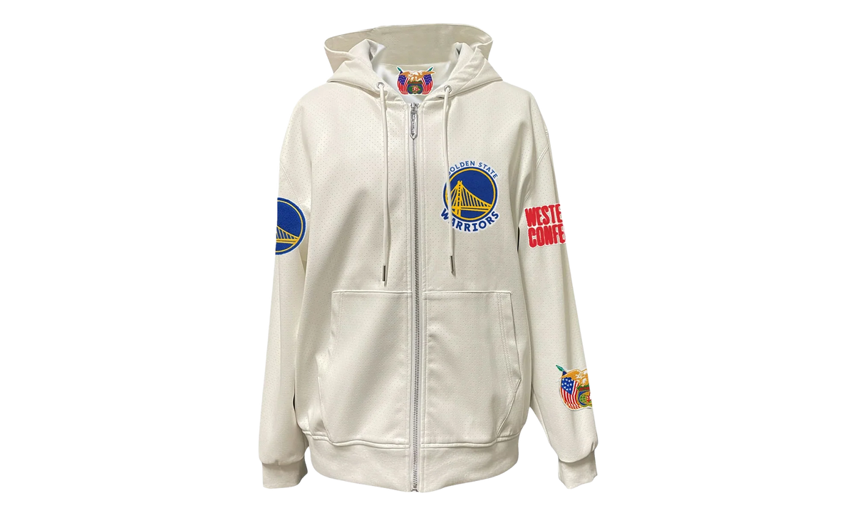Lightweight Vegan Zip-Up Hooded Jacket "Golden State Warriors" NBA 147WHT WAR