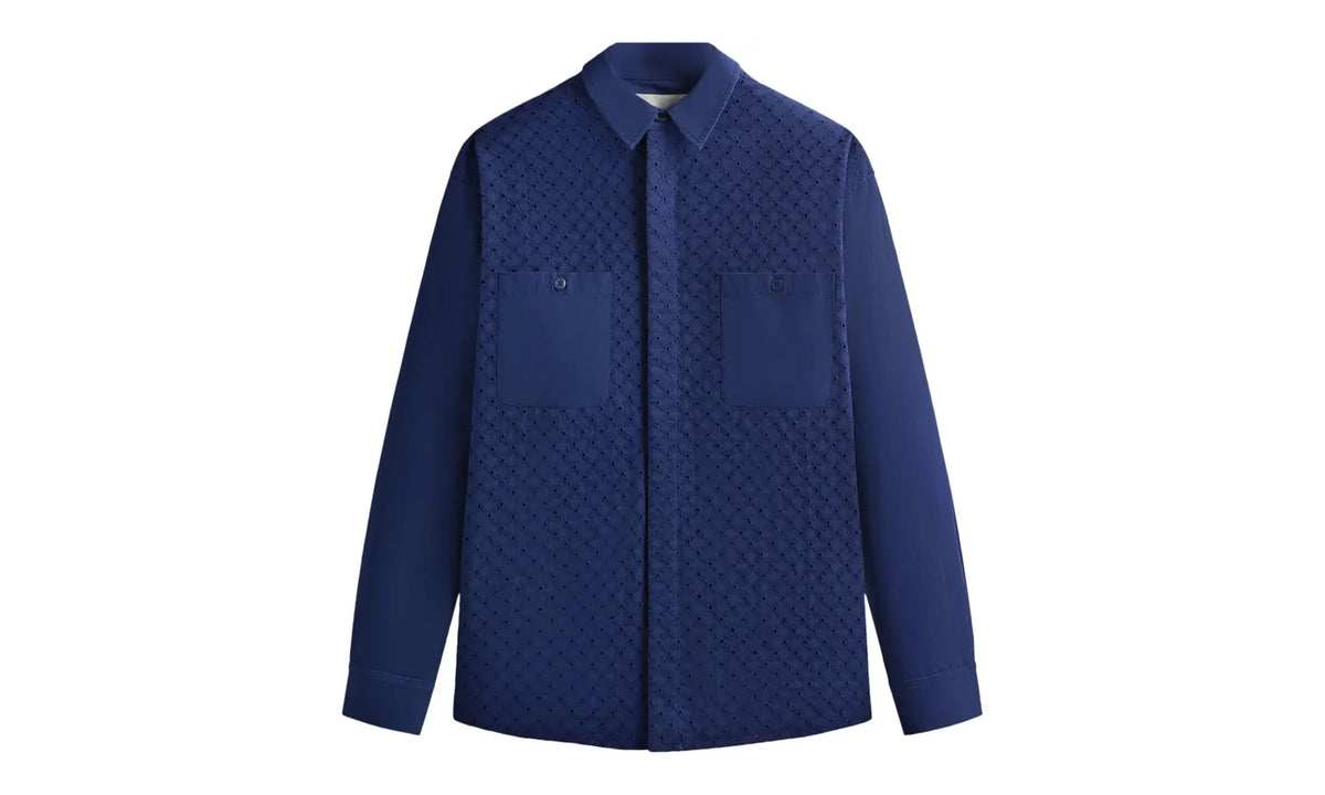 Lattice Floral Long-Sleeve Apollo Shirt "Cave" KHM032068 5032