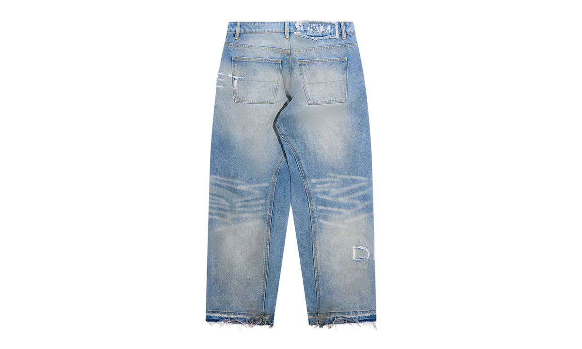 Distressed Stencil Denim "Washed Indigo" DSM S26 068