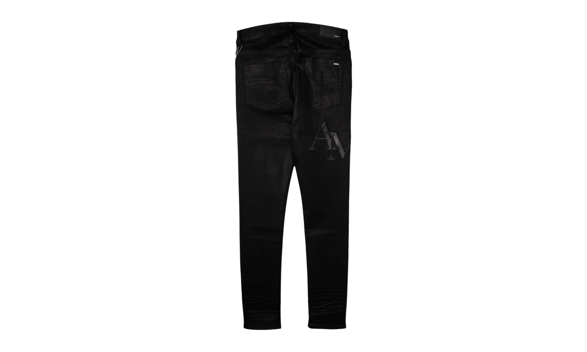 Staggered Leather Patch Jeans "Waxed Black" AWNSY1084 001